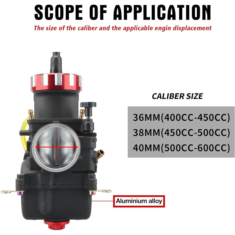 NIBBI Carburetor PWK38mm 450cc~500cc Motorcycle Engine Motorcycle Engine with Carb Jet for Dirt Bike Mini Bike Pit Bike GY6 ATV