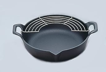Iwachu Tempura Pot Black Inner Diameter 26.5cm Nanbu Ironware Tempura Pot Flat Bottom 27 25102