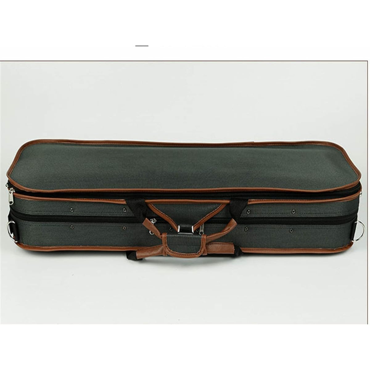 Violin Case Violin Hard Case Foam Humidity Hygrometer High Density Oval Shape with Strong Zipper Lightweight Portable (Color: ArmyGreen, Size: 4/4)