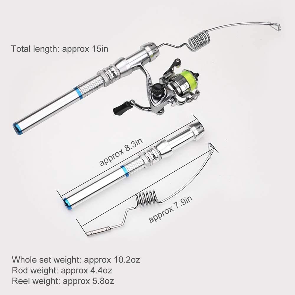 Earth Radius Mini 6 Coil Stainless Elastic Rod, Fishing Rod and Reel Combo, Small Spinning Wheel Aluminum Alloy Handle Fishing Rod for River, Lake, Reservoir, Ice Fishing, etc.