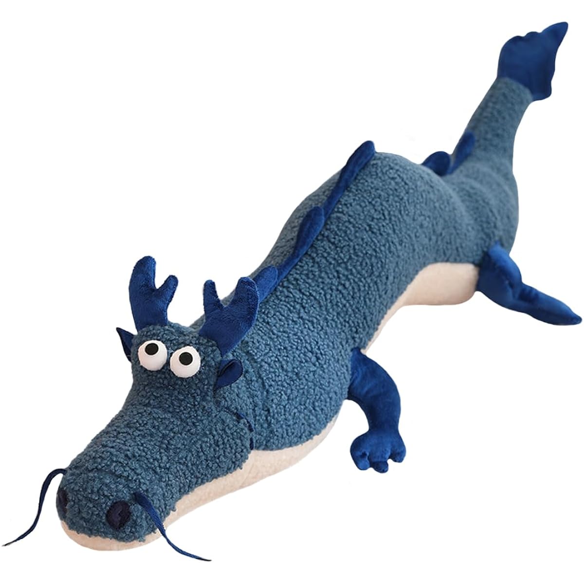 ELAINREN Blue Chinese Dragon Plush Toy Lifelike Long Dragon Stuffed Animal Pillow,Jam Realistic Dragon Lion Plush Toy Dinosaur Dragon for Play and Decoration New Year/Christmas 35.4inch