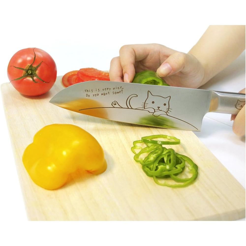 Merpere Cat Santoku Knife Pair Set [Original cat pattern with knife sharpener]