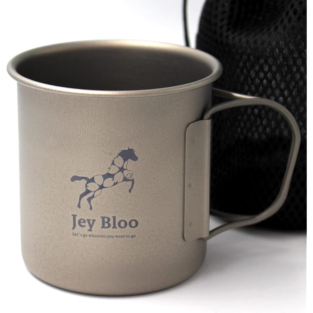 Single titanium mug 450ml No.300 with mesh cover, full titanium, light, can be used over open flames, made of titanium
