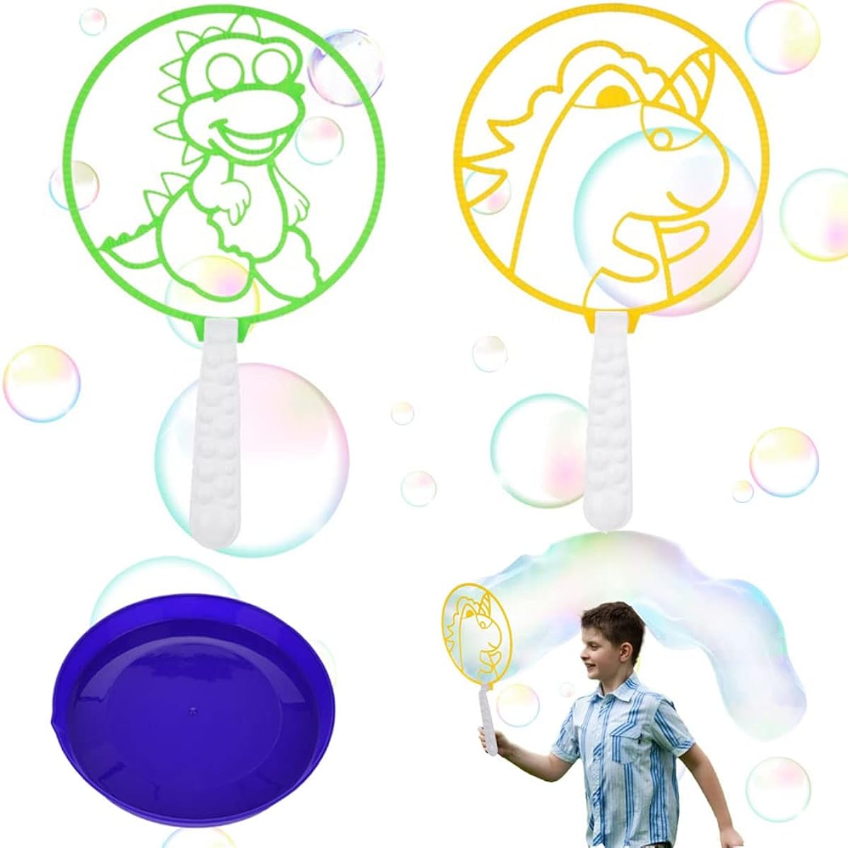 Bubble Wand Set Bubble Toys - Large Bubble Wand Funny Bubble Maker with Tray, Perfect for Outdoor Play, Birthday Parties and Games