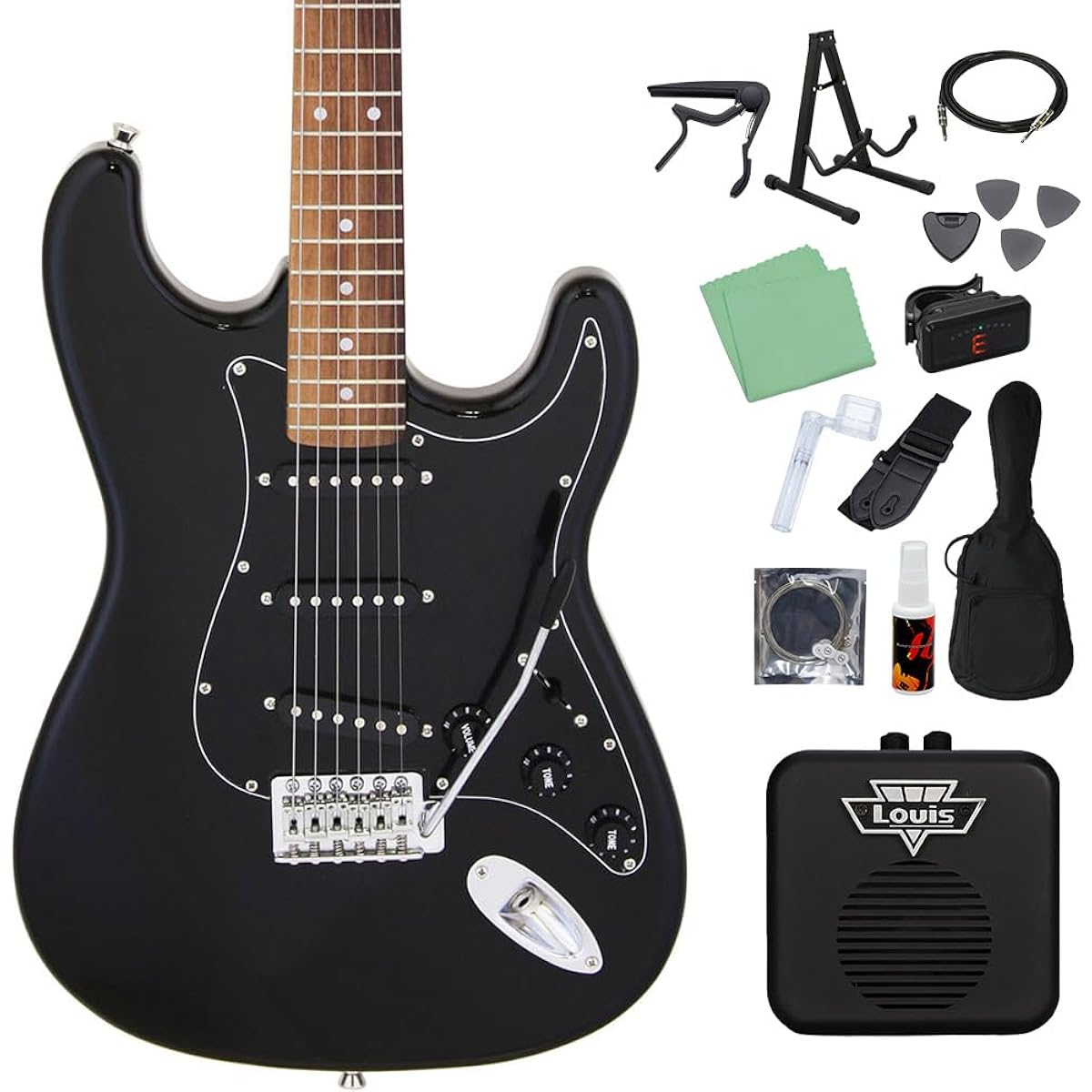 LEGEND LST-Z B Electric Guitar Beginner 14-piece Set [With Mini Amplifier] Black Black Legend