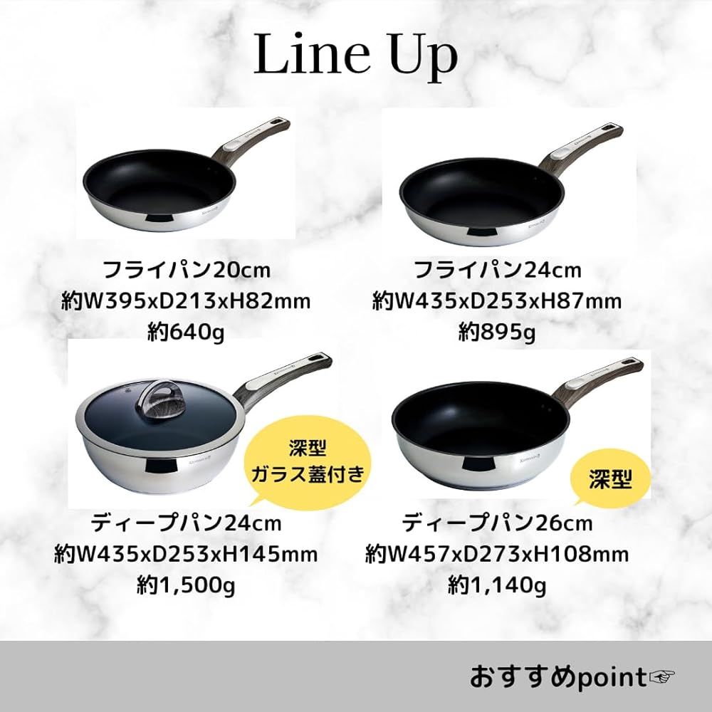 Kevnhaun Kevnhaun KVDP24 Stainless Steel Deep Pan, 9.4 inches (24 cm), Fluorine Resin Processing, Easy to Clean KEVNHAUN Kevenhavn PFOA Free Deep Design, Easy to Stew, Stainless Steel Frying Pan,