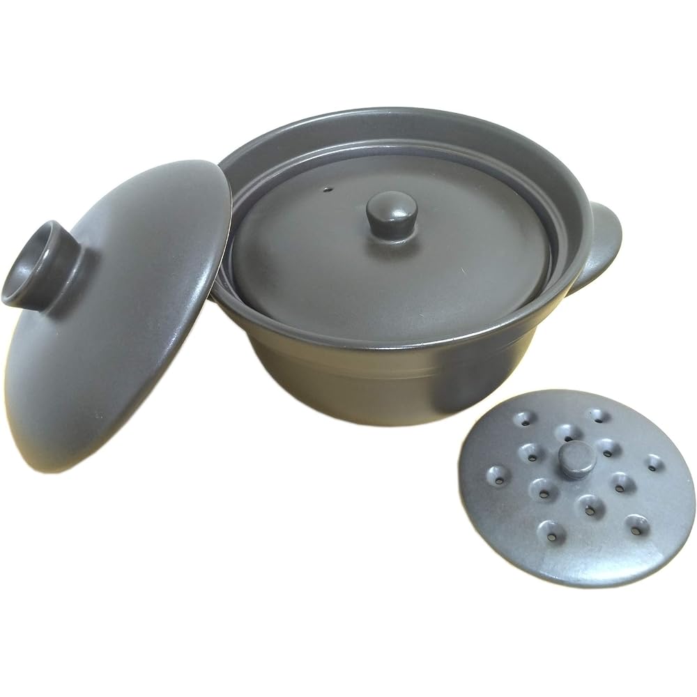 Microwave cooking pot/magnetic pot (double-handed pot, S size) "pot, lid, inner lid, drainboard" set