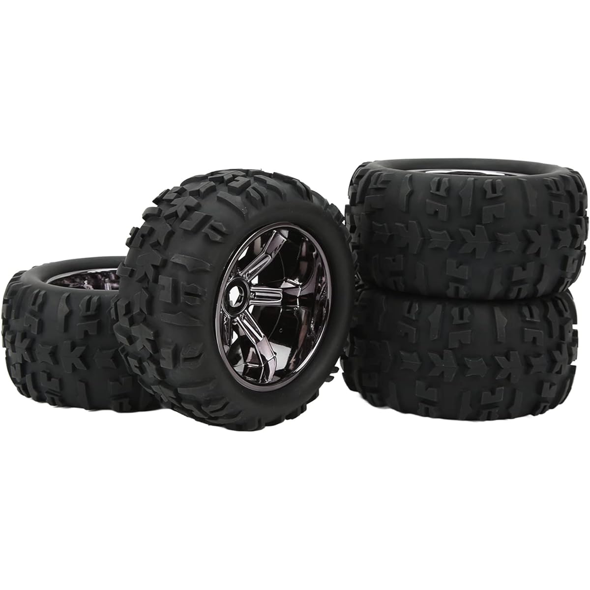 RC Rubber Tires, Wear-Resistant RC Truck Tires, Grips for 1/5 8S RC Car (Titanium)