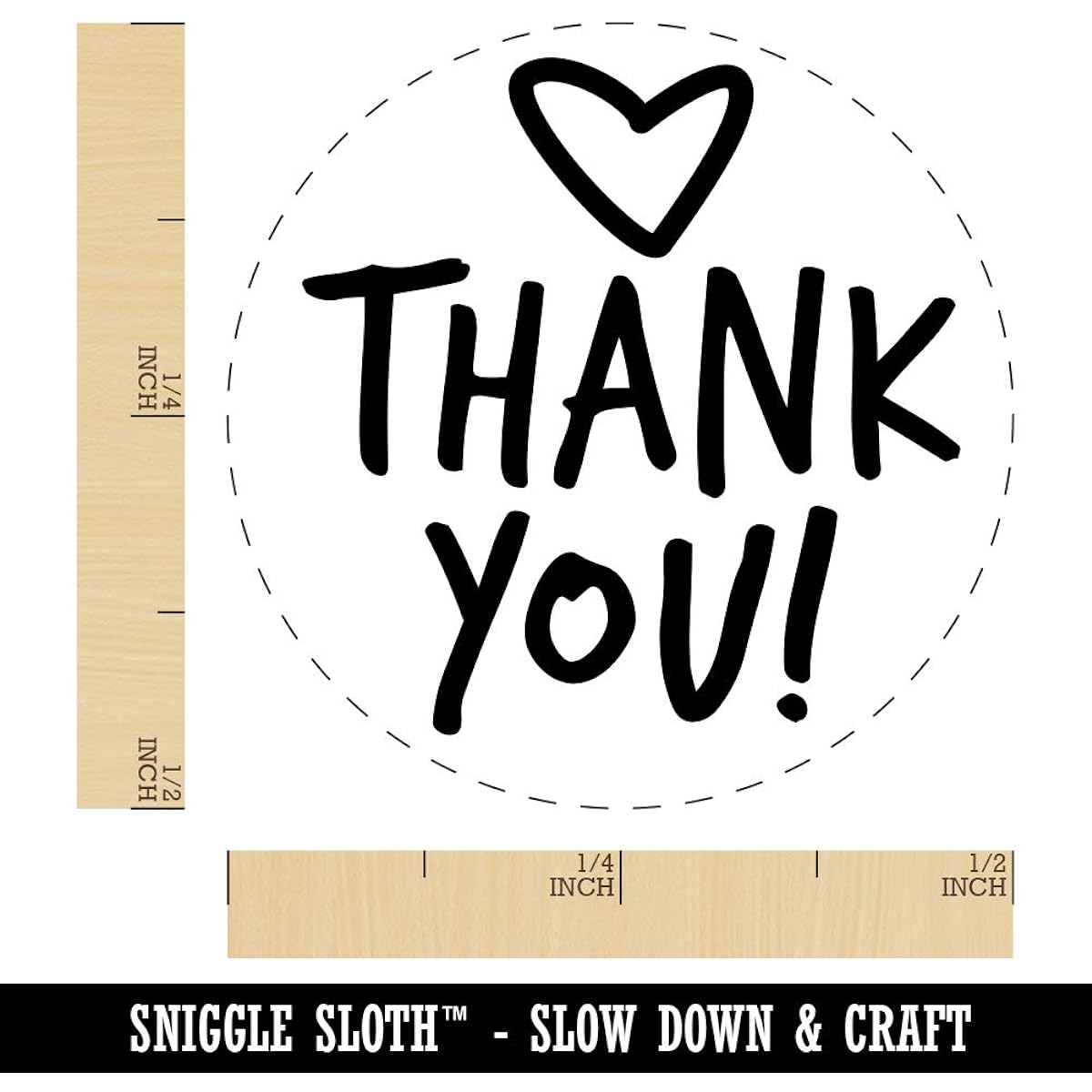 Thank You Fun Text and Heart Rubber Stamp Stamp for Craft Planners - 1/2" Mini