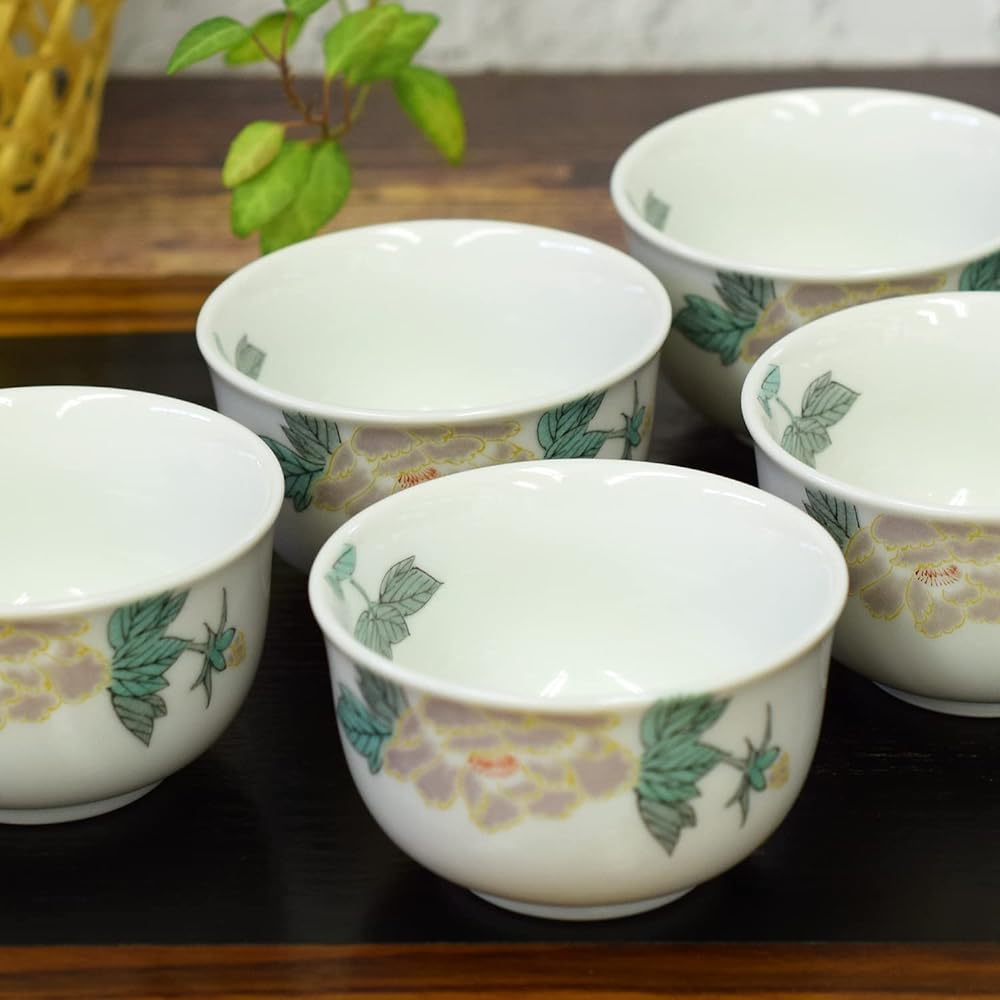 Kutani ware teacup set of 5 small birds stylish teacup teacup for guests luxury tea utensils