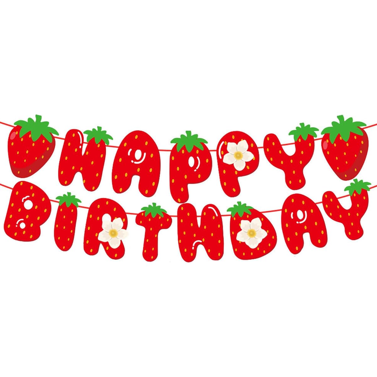 MEETINGU Strawberry Happy Birthday Banner Strawberry Theme Birthday Party Decorations Berry Sweet Girl Party Decorations