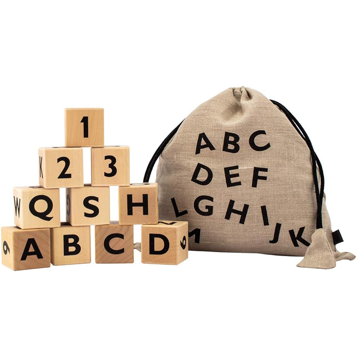 [Oh No] ooh noo Building Blocks Alphabet Blocks Wooden Toy Alphabet Blocks Black AB1501 Wooden Toys for Boys and Girls Gifts [Parallel Import]