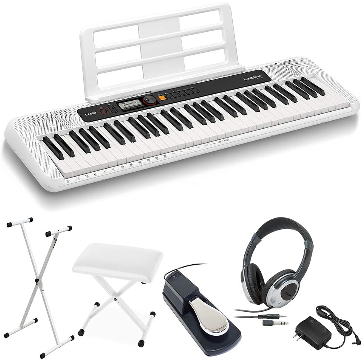 CASIO CT-S200 WE Stand, Chair, Headphones, Pedal Set 61 Keys Casiotone Keyboard Electronic Piano