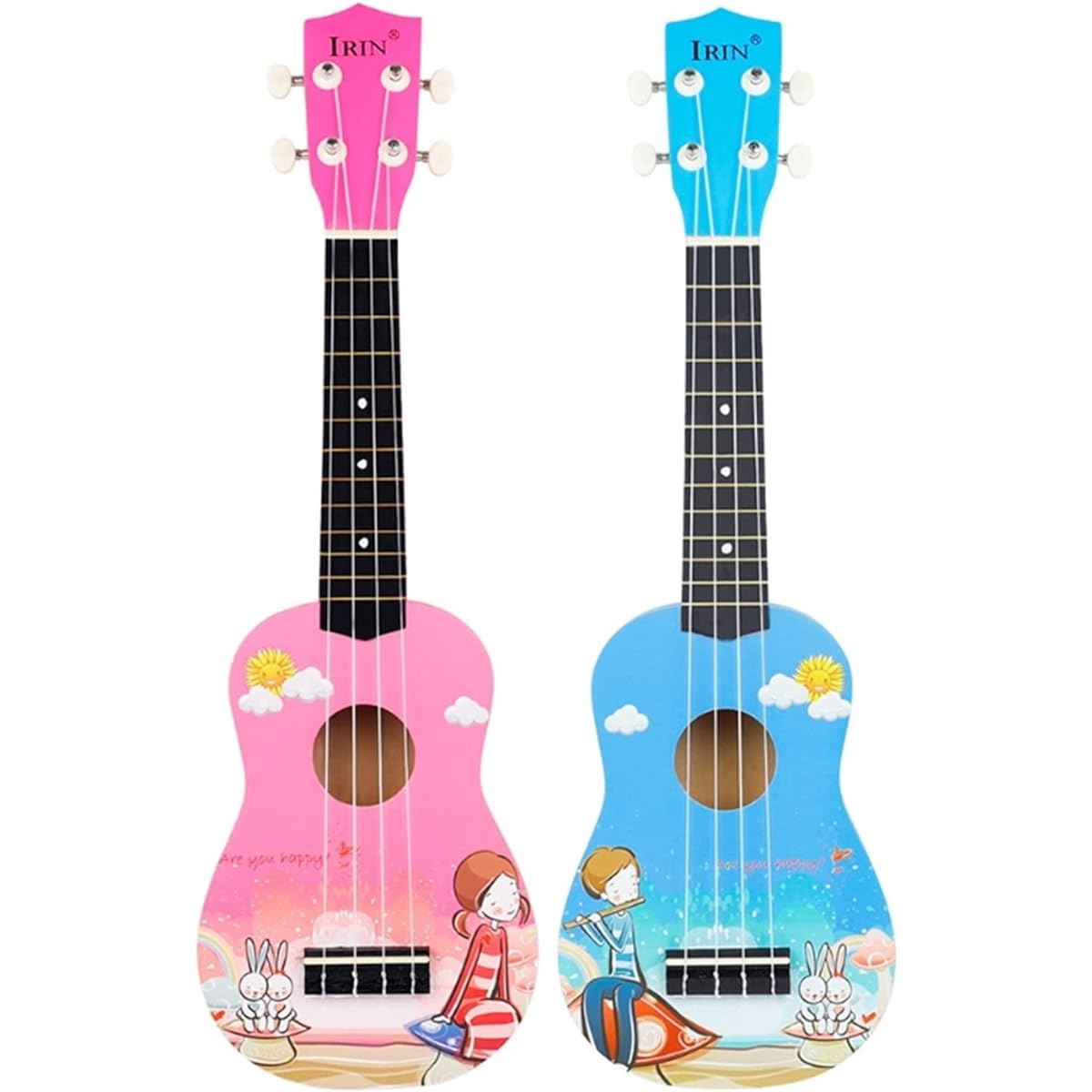 Ukulele 21 Inch Soprano Ukulele 4 Strings Guitar Uke + String + Pick for Beginners Kid Gift Guitar (Color : Blue)