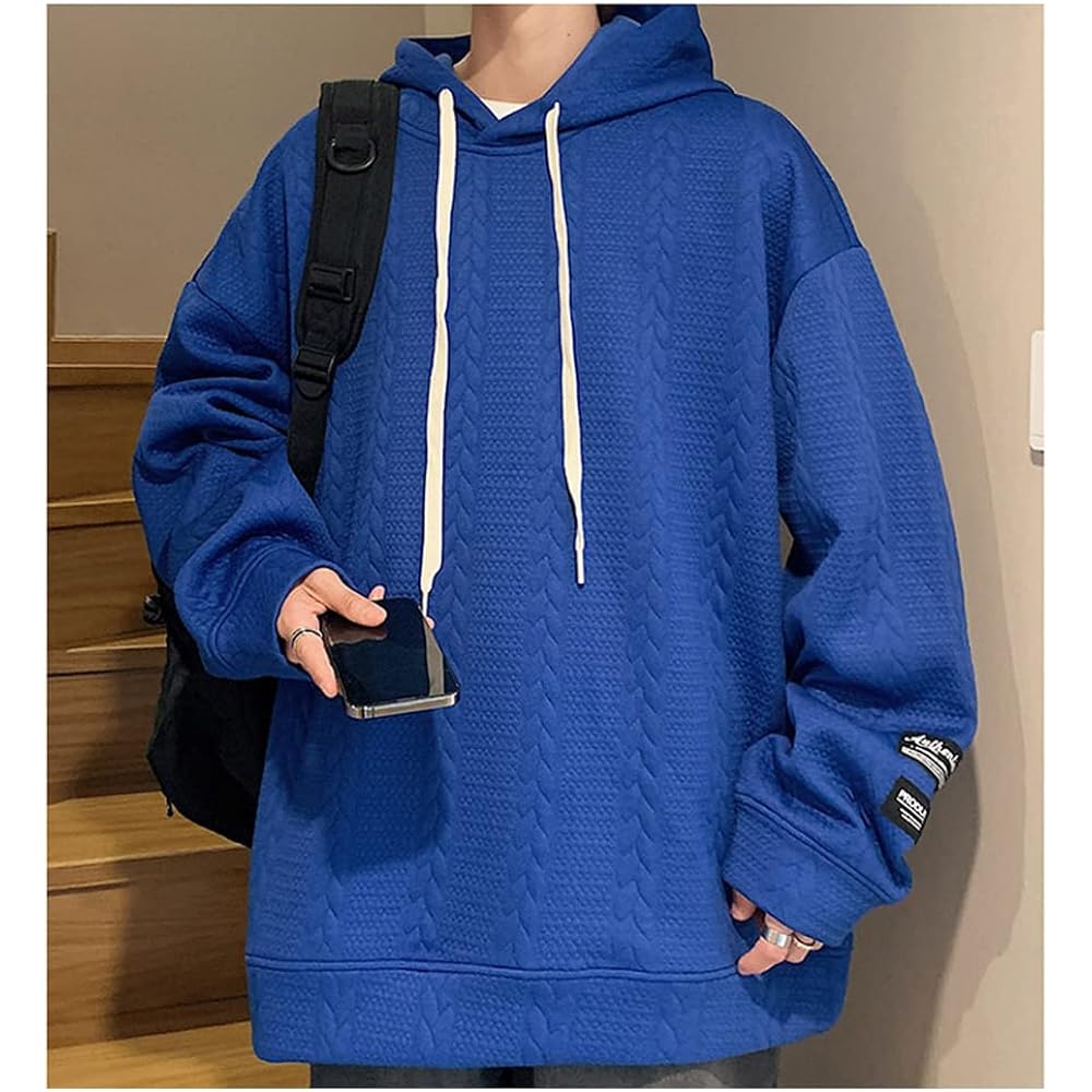 [Aaronlive] Men's Hoodie, Long Sleeve, Large Size, Autumn Clothes, Hoodie, Soft, Simple, Stylish, Loose, Hooded, Casual, Pullover, Autumn/Winter Clothes, Men's Parka