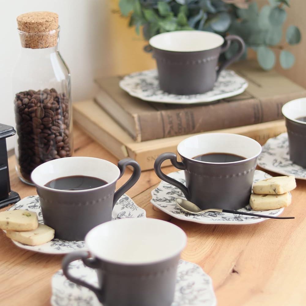[Dolce duo] Coffee Cup Set (Gift Wrapped/Boxed) 5 Customers Cup & Saucer Set Gray DAM-315