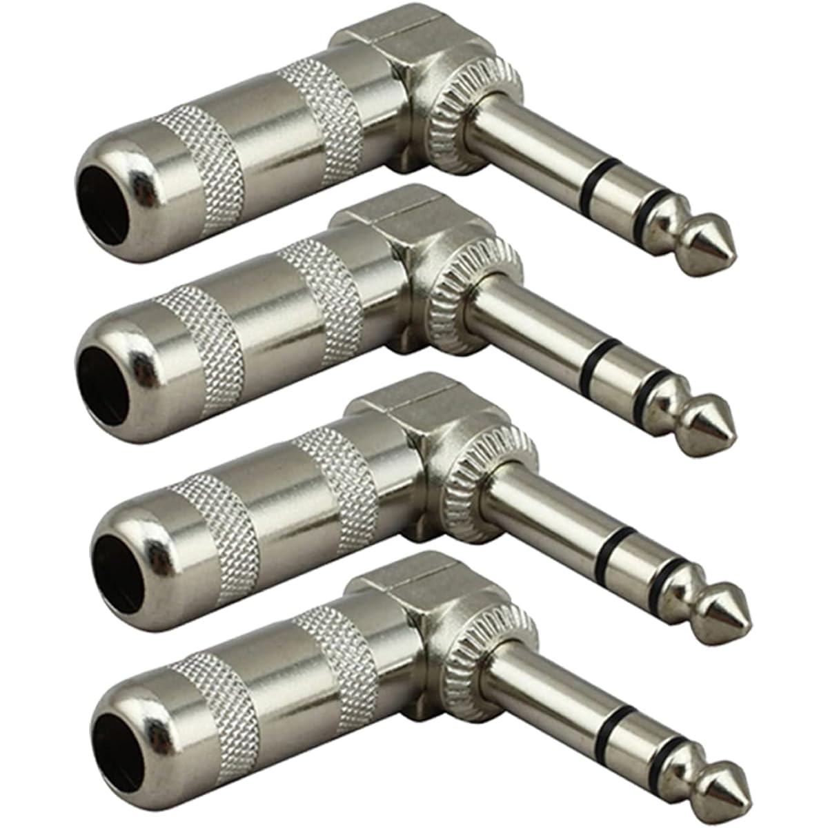 Stereo Plug 1/4" Audio Plug 6.35mm Plug TRS Male 1/4" Solder Type Stereo Plug Right Angle Design DJ Mixer Speaker Cable Guitar Cable Phono Patch Cable Microphone Cable (Pack of 4)