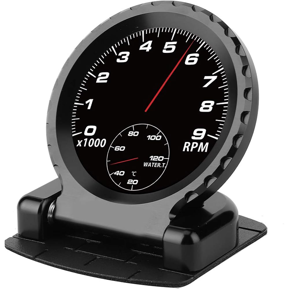 Car LCD Racing Gauge, Smart Meter i Round LCD OBD2 Turbo Boost Water Temperature RPM Oil Temperature Oil Pressure Gauge (Black)