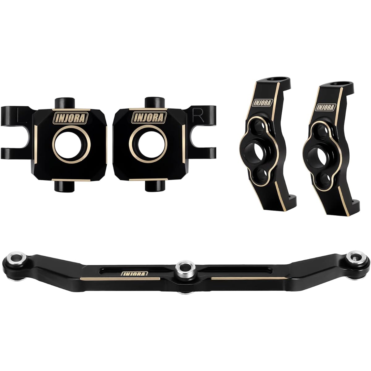 INJORA Brass Steering Block Knuckle Steering Link Caster Block C-Hub Set TRX4M 1/18 RC Crawler Upgrade Parts Black