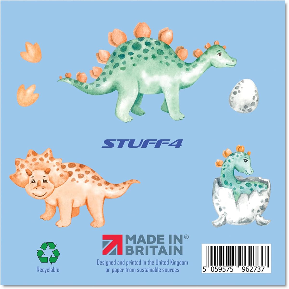 Stuff4 9th Birthday Card - Dinosaurs and Balloons - Happy Birthday Card for 9 Year Old Boy, Boy Birthday Card 5.7 x 5.7 inches for Son, Nephew, Grandson, Kid, Child