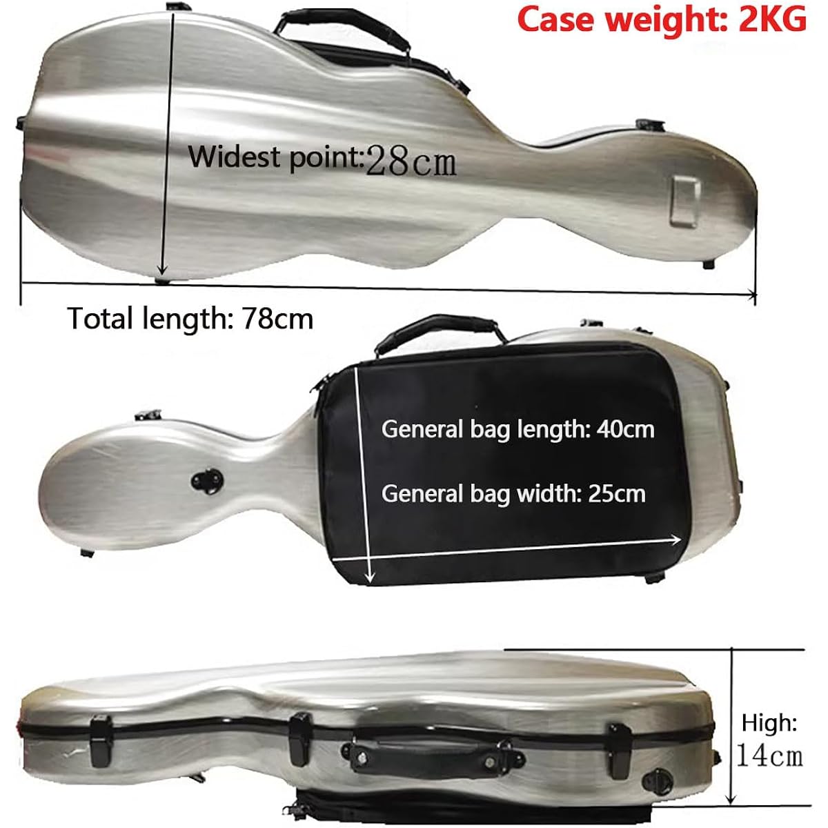 Violin Case Full Size 4/4 Lightweight Carbon Fiber Built-in Hygrometer Multicolor, Brown
