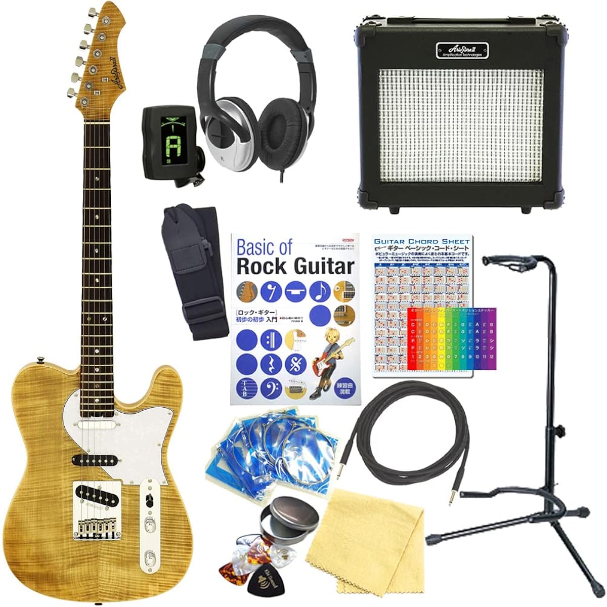 Electric Guitar Beginner Set Aria Pro II 615-AE200 YG Aria 15-piece set
