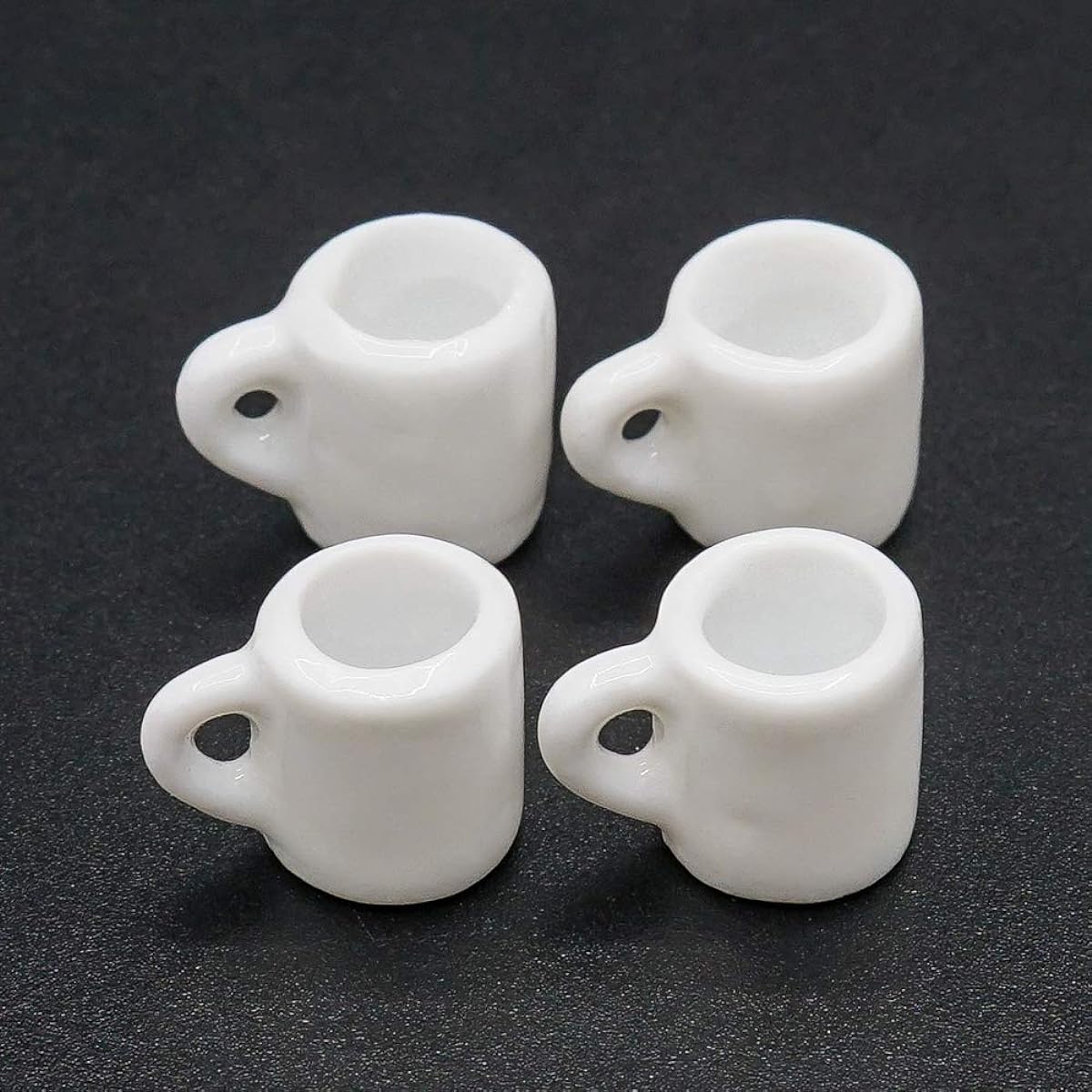 Odoria 1:12 Miniature 4PCS White Porcelain Coffee Mug Dollhouse Kitchen Accessories