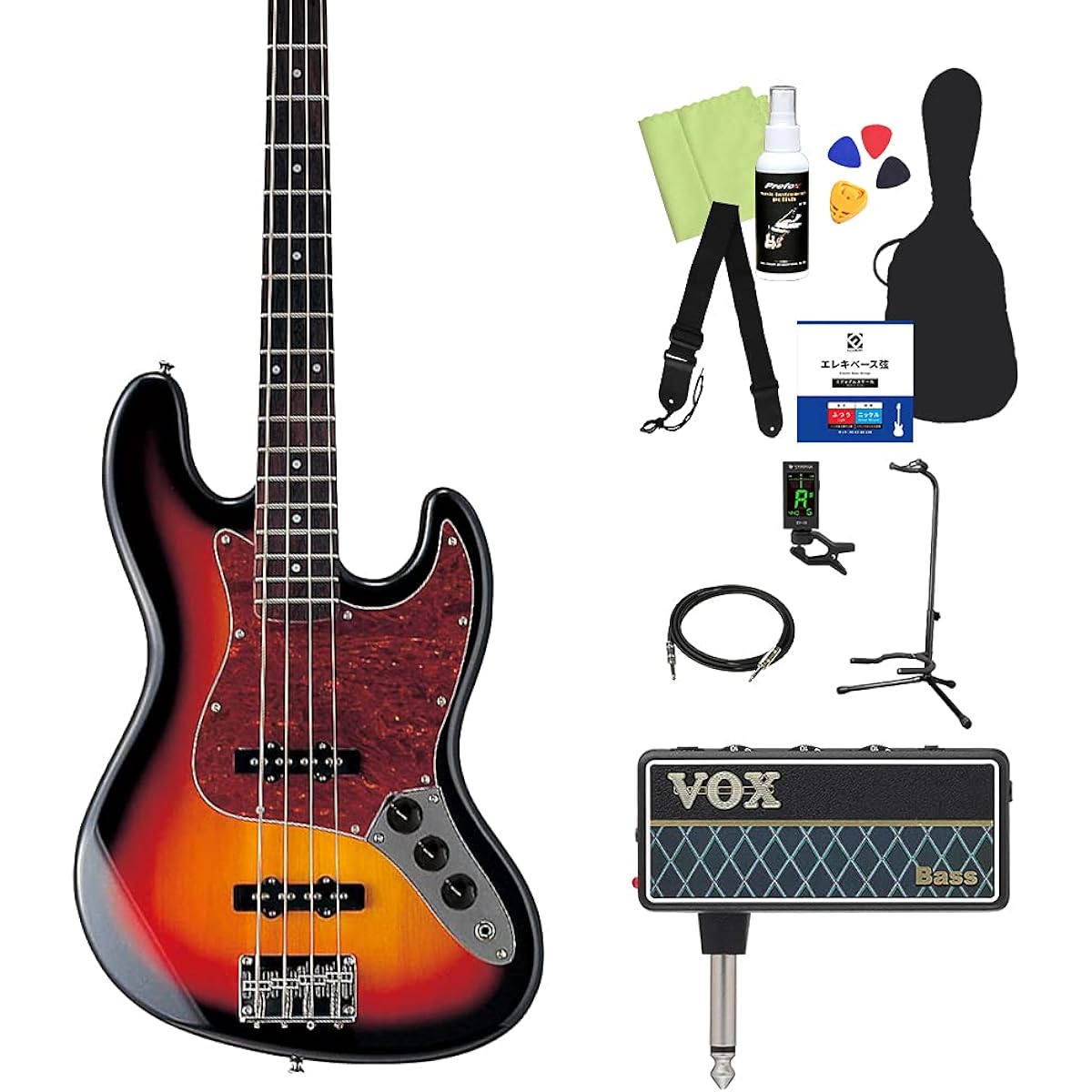 Photogenic JB-240 SB Bass Beginner 12-piece Set [With Headphone Amplifier] Jazz Bass Type Photogenic