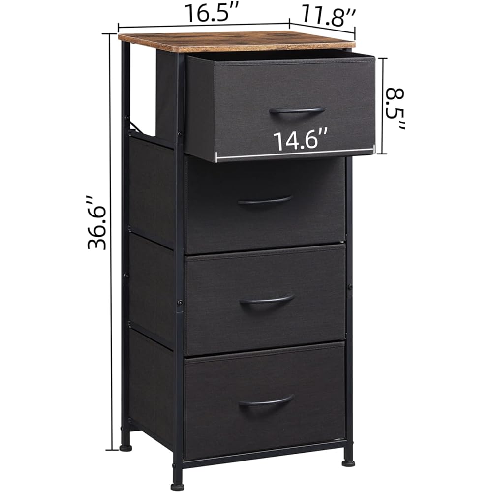 Somdot Chest Chest, Drawer, Clothes, Width 40, Depth 30, Height 93, Fabric Stylish Chest, Dressing Room, Clothes Storage, Living Room, Side, Bedroom, Fall Prevention, Living Alone, 4 Tiers, Black