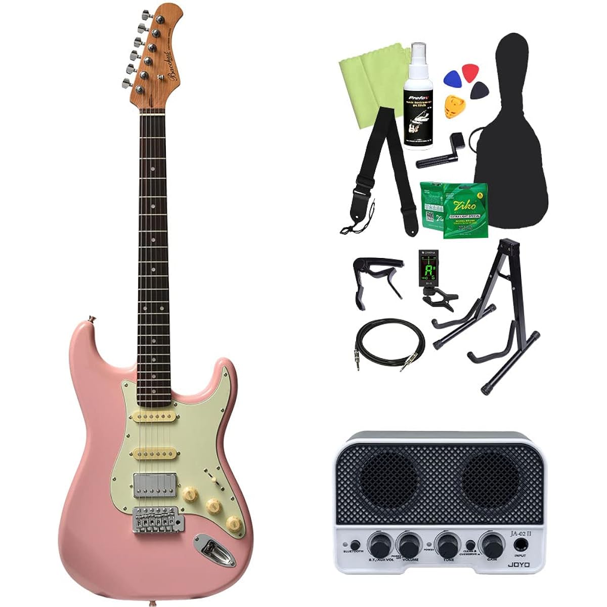 Bacchus BST-2-RSM/R Electric Guitar Beginner 14-piece Set [Includes Bluetooth Mini Amplifier] SLPK Stratocaster Type Bacchus
