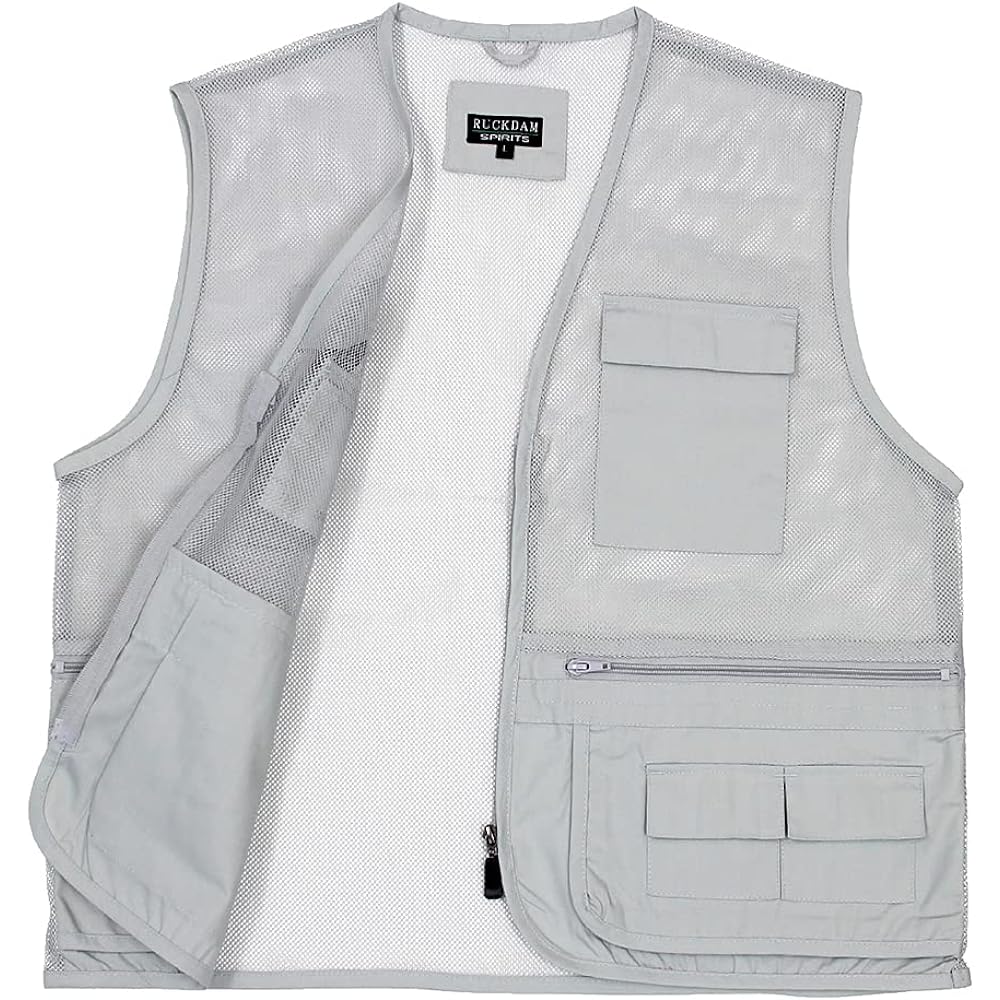 [RUCK DAM SPIRITS] All mesh vest, lightweight, breathable, outdoor, camping, fishing, fishing vest, for photographers, mountain climbing, multi-functional vest
