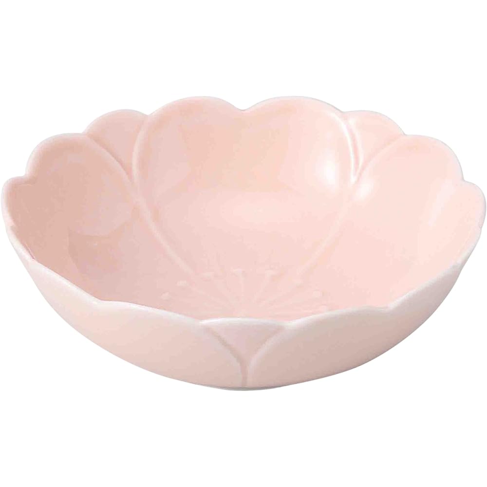 Hasamiyaki Sakura-shaped serving plate, diameter 16cm, pink glaze, set of 3 12096