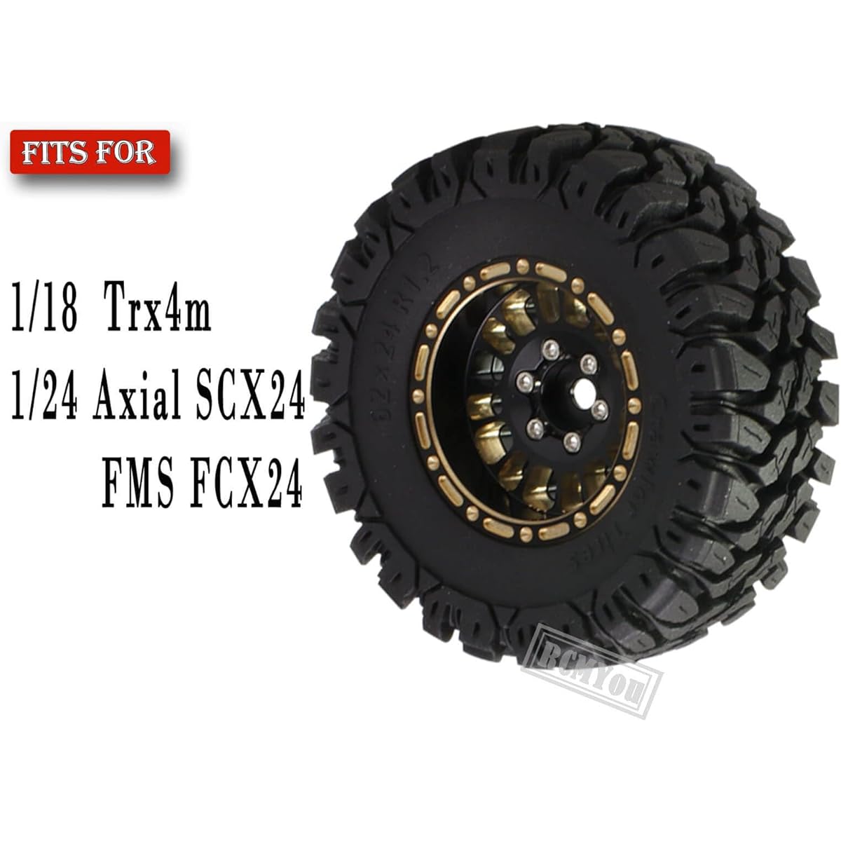 RCMYou RC Crawler Car 4pcs (1.2inch) Wheel Tires for 1/18 1/24 Trx4m Axial SCX24 FMSFCX24 Rc 1.2inch Tire Wheels Black