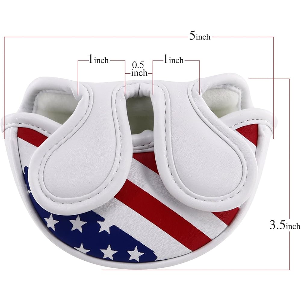 CRAFTSMAN Golf Head Cover, Small Putter Cover, Compatible with Mallet Type, Comes with Magnet, Made of Leather, American Flage Style, Sold Individually