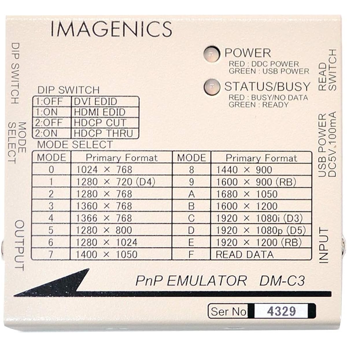 IMAGENICS Plug and Play Emulator DM-C3 Plug and Play Emulator