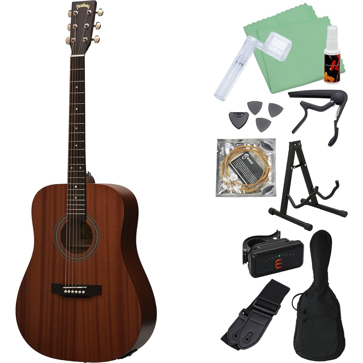 Headway HD-BROWNIE NA-MAT Acoustic Guitar Beginner 12-Piece Set Dreadnought Headway