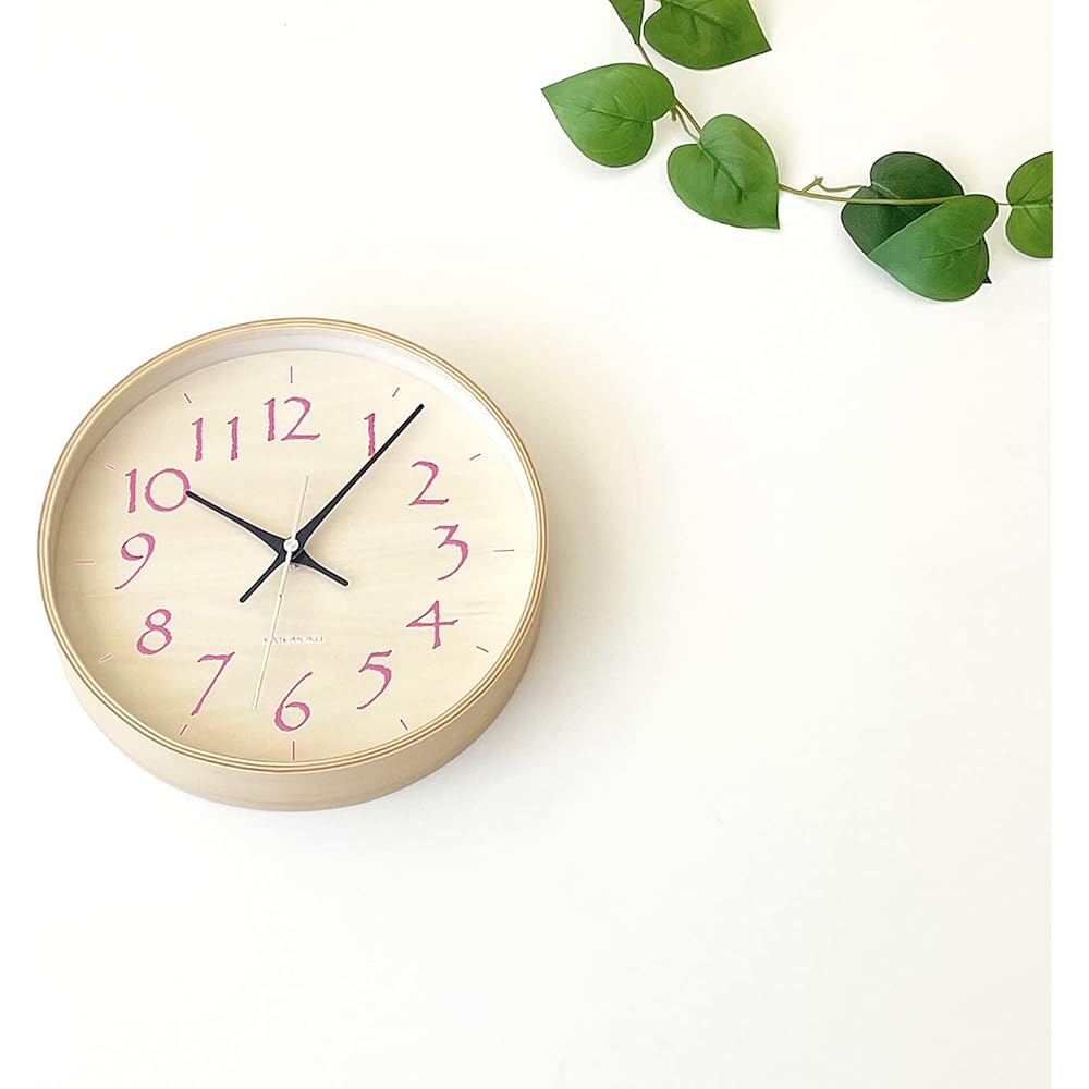 KATOMOKU plywood clock 21 radio clock sweep (continuous second hand) km-120LPRC φ252mm (light pink)