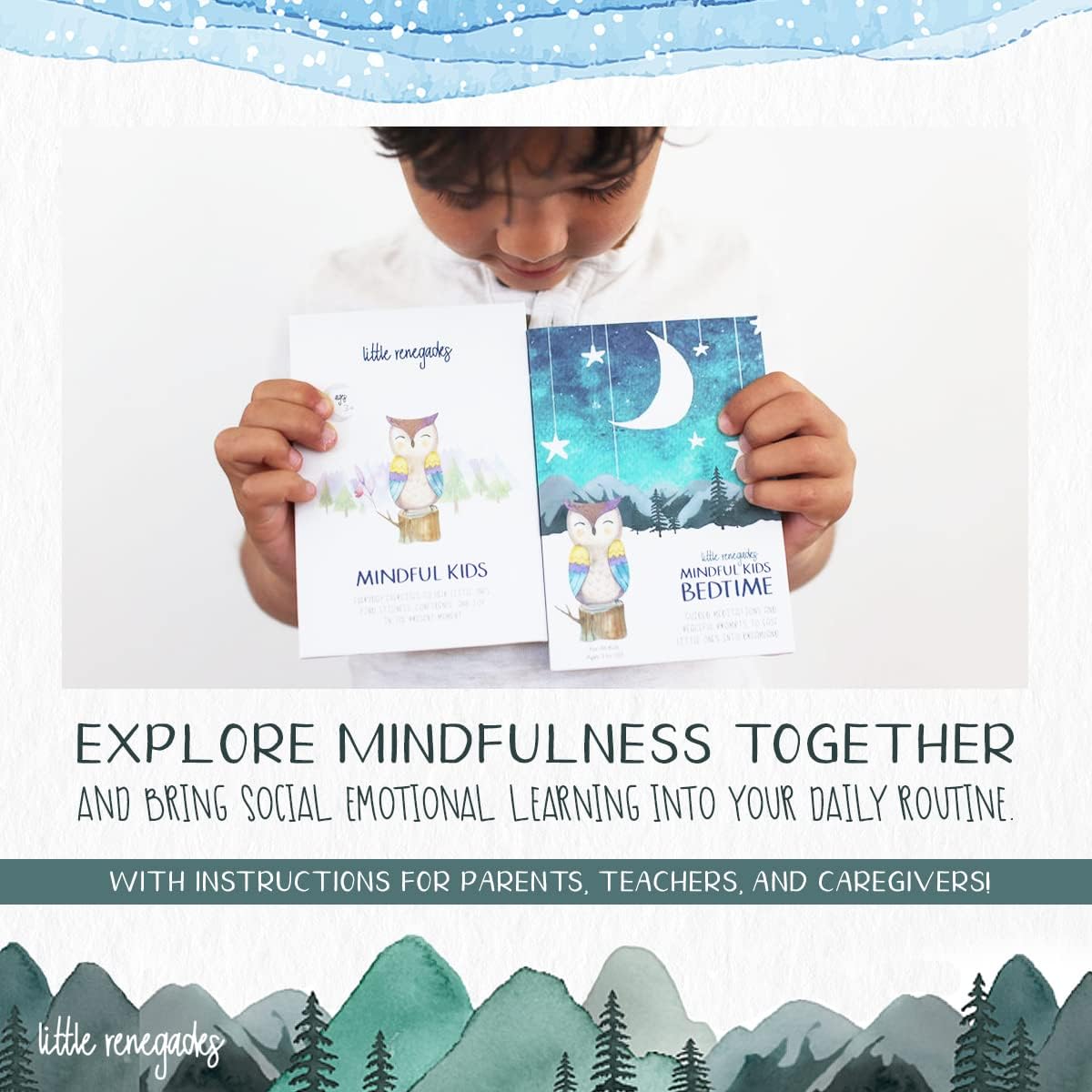 Little Renegades Mindful Cards for Kids - Bedtime Engagement and Mindfulness for Ages 3+ - Slow Breathing Exercises and Reflections - 40 Cards