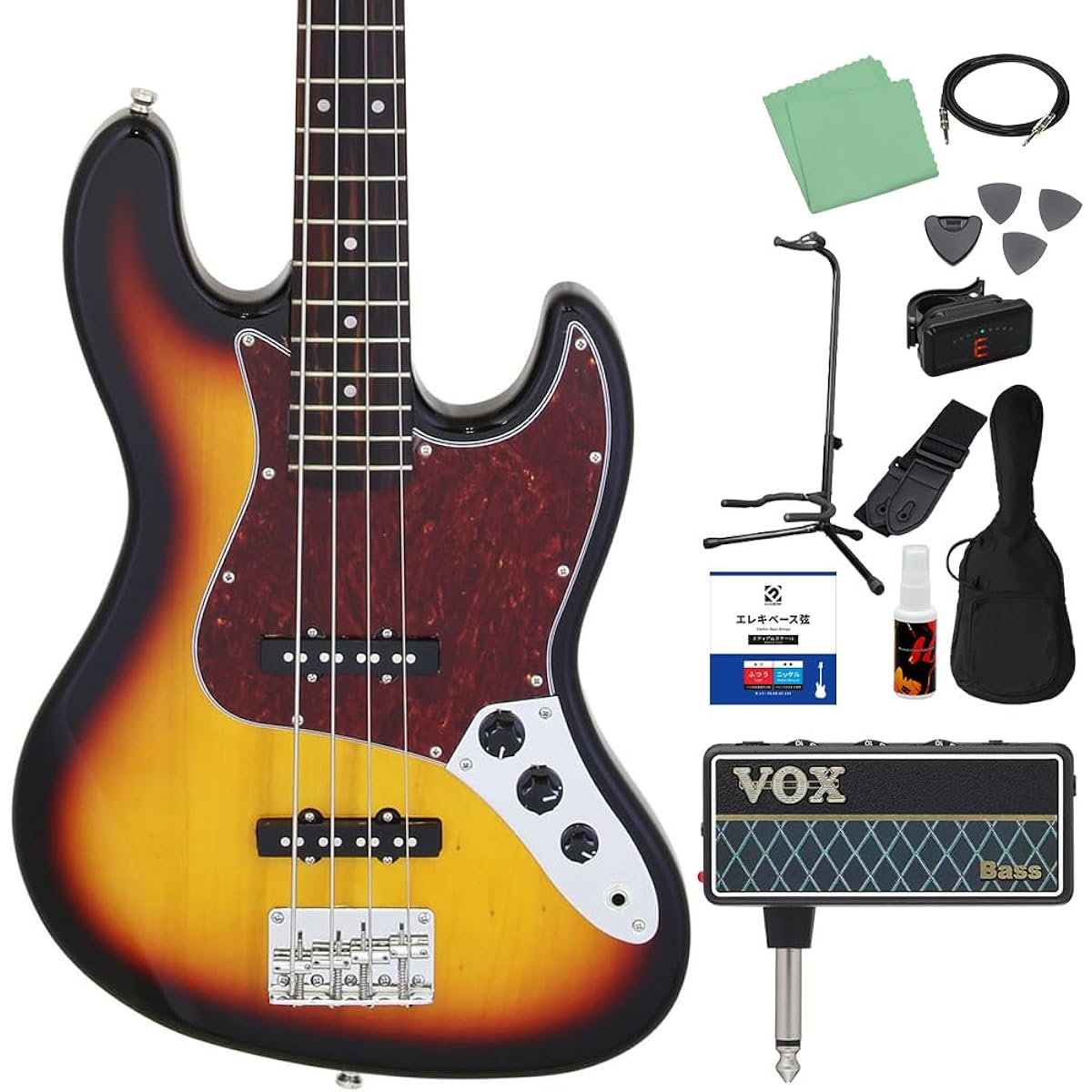 LEGEND LJB-Z TT 3 Tone Sunburst Bass Beginner 12-piece Set [with amPlug] Jazz Bass Type Legend