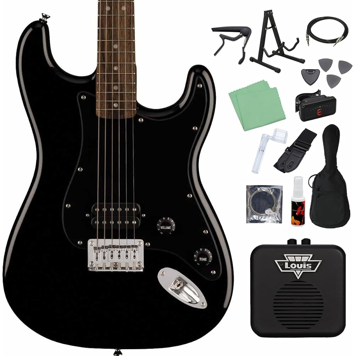 Squier by Fender SONIC STRATOCASTER HT H Black 14-piece electric guitar beginner set [with mini amp] Stratocaster Hardtail 1PU Squier/Squier