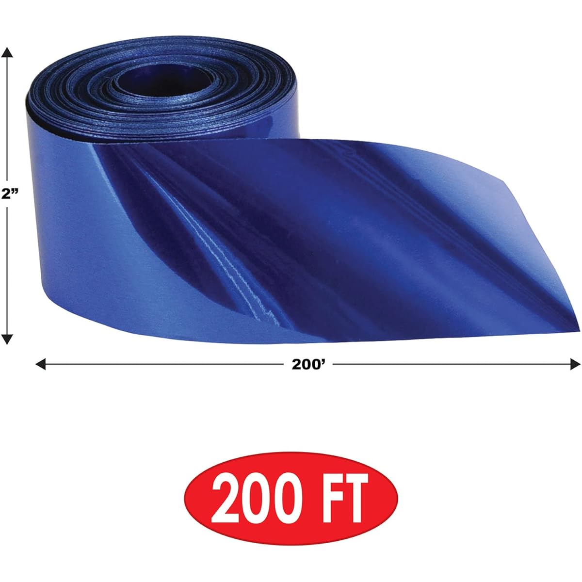 Beistle 2-Piece Indoor Outdoor Metallic Plastic Birthday Streamers for Graduation Party Supplies and Baby Shower Decorations, 2" x 200', Blue