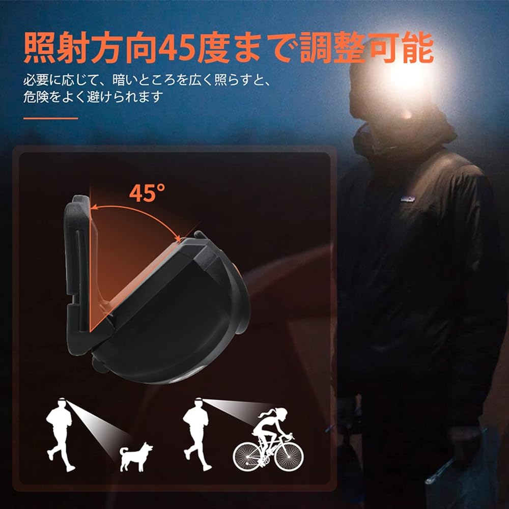DAI NING LED Headlight, Battery Operated, Set of 2 (6 AAA Batteries Included) Headlamp, High Brightness, Ultra Lightweight, 4 Lighting Modes, White & Red Light, SOS Flashing, IPX4 Waterproof, Small,