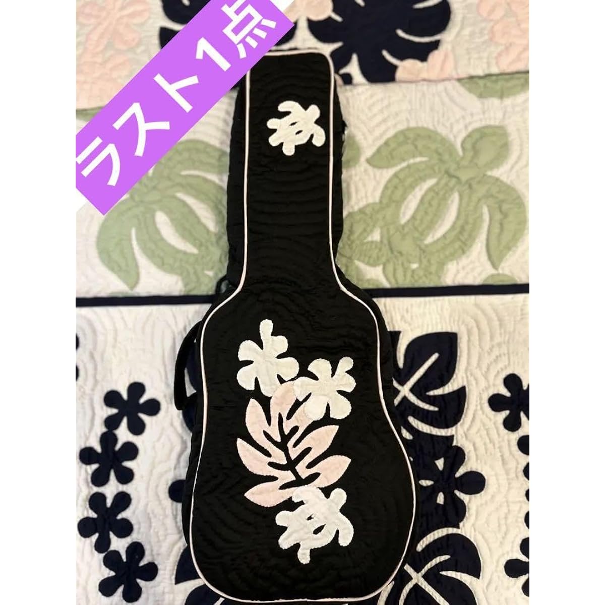 Last ukulele case, genuine Hawaiian quilt, navy, Monstera Honu, clearance sale, 8,000 yen