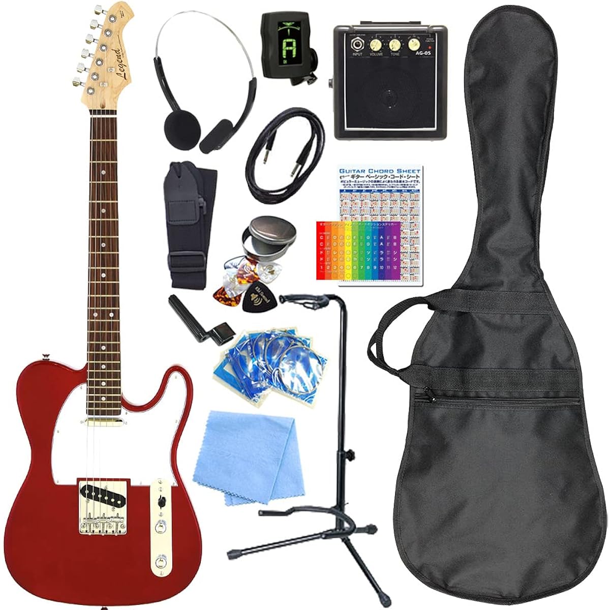Legend LTE-Z CA/R Electric Guitar Telecaster Type Beginner Mini Amp Included 15-Piece Set [98765]