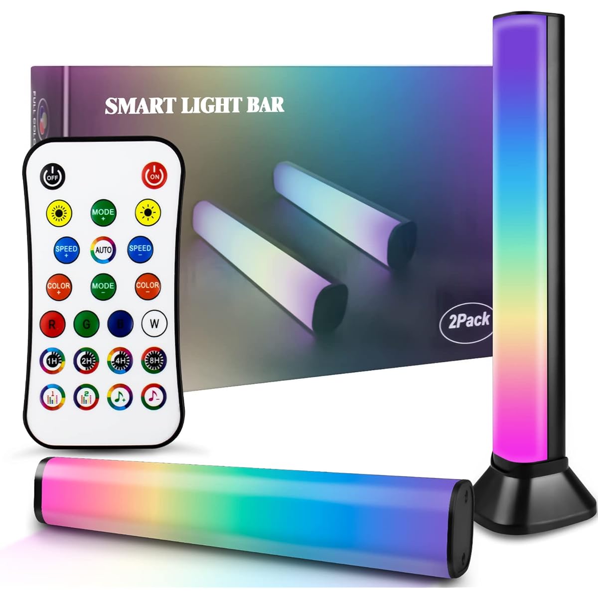 Smart Light Bar RGB Smart LED Light Bar 2 Pack with 46 Scenes and Music Modes Game Light Sync with TV Backlight LED RGB Ambient Color Changing Lighting for Movies, Gaming, Bedroom, Room