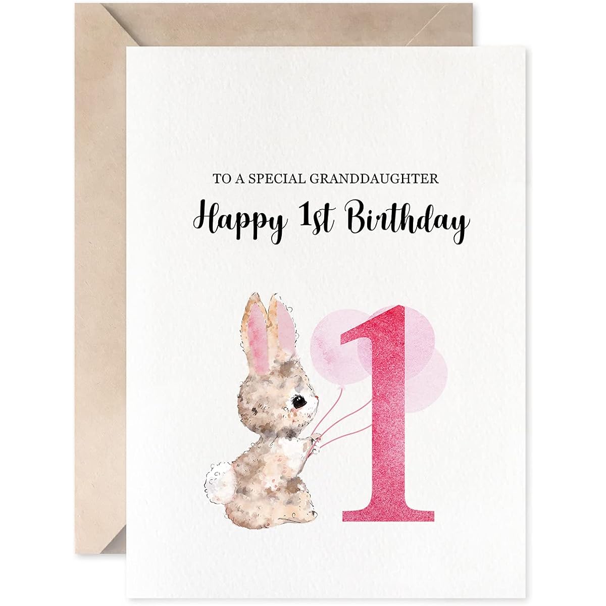 Rabbit Happy 1st Birthday To a Special Granddaughter, Pink Cute Baby Girl First Birthday Card Gift