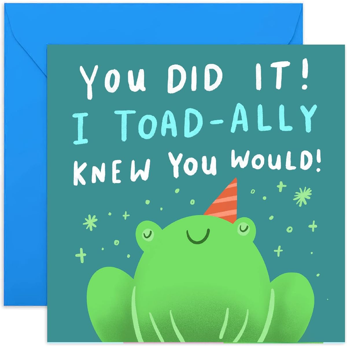 Old English Co. You Did It Congratulations Card - Fun Toad Well Made Card - "Toad-ally Knew You Would" Card - Exam Results Driving Test New Job | Blank Inside with Envelope