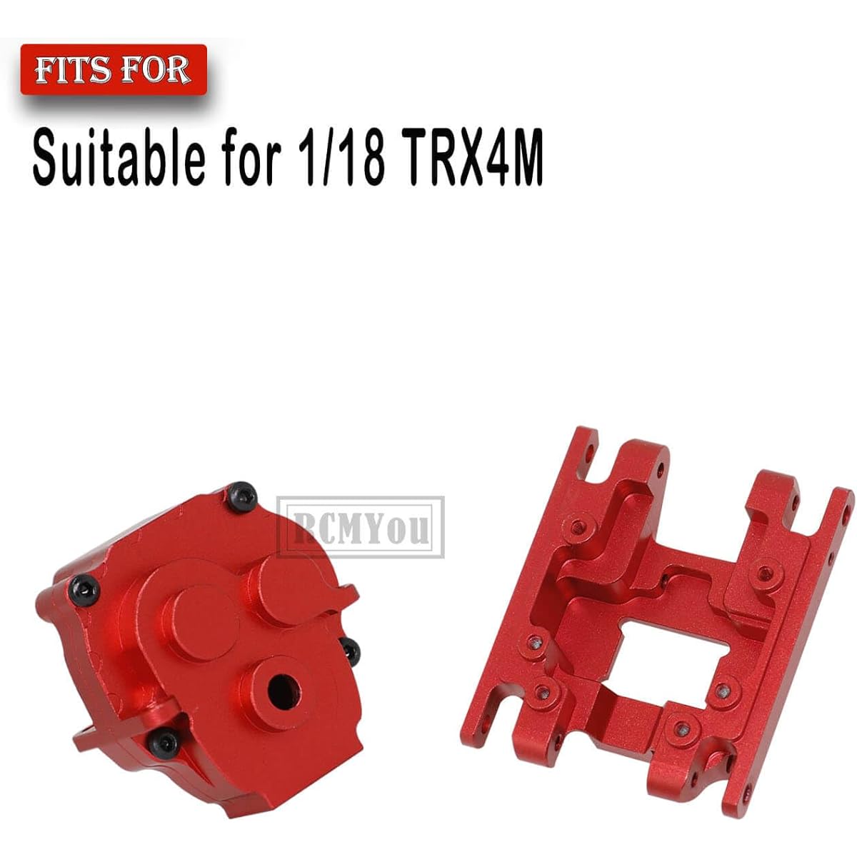 RCMYou RC Upgrade Parts Aluminum Gearbox Transmission Case & Alloy Transmission Mount Gearbox Base Center Frame Brace for 1/18 Traxxas TRX4M, Red
