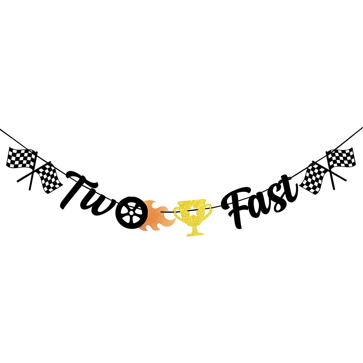 Uniwish 2 Speed Banner Race Car Theme 2nd Birthday Party Decorations for Kids Boys Girls Racing Happy Birthday Party Supplies Photo Background