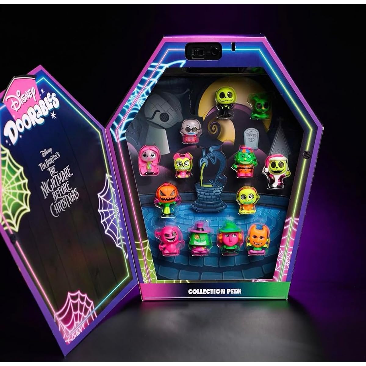 Disney Doorables Collection Peek Nightmare Before Christmas Exclusive Mystery Figures 13-Pack [Blacklight Series]